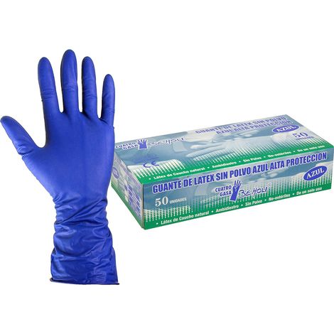 Guante Latex Azul Alta Protección - S (HR 8 CUATRO GASAS BEHOLI)