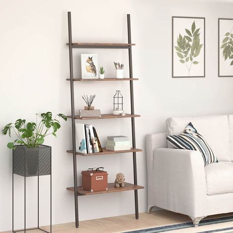 Leiterregal mit 5 Böden Dunkelbraun und Schwarz 64x34x185,5 cm (1/5)