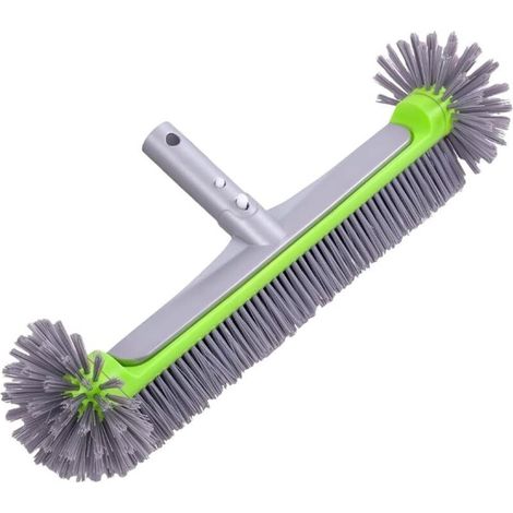 Balai Brosse Piscine Liner 45cm, Balai Piscine Brosse pour Piscine, Tête de Brosse de Piscine Détachable avec Poils Robustes Poignée en Aluminium EZ Clip, Perche télescopique Non (1/5)