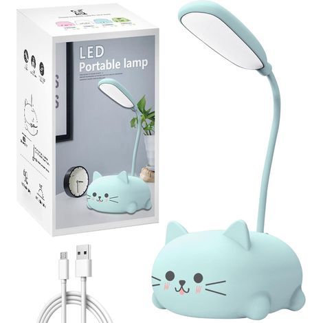Cute desk lamp, cute cat-shaped desk lamp for children, LED light, USB lamp for girls with 360° adjustable angle, eye-catching, foldable, lightweight, cute room decoration. (1/5)