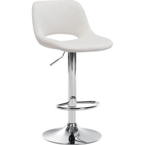 Barhocker Camden Samt creme Metall in Chromoptik