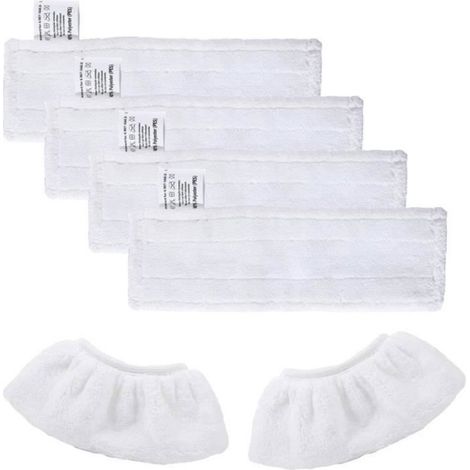 Kit de 4 Bonnettes Microfibre Lingettes Remplacement & 2 Bonnettes Chiffons Microfibre pour Karcher Easy Fix SC2 SC3 SC4 SC5 (1/4)