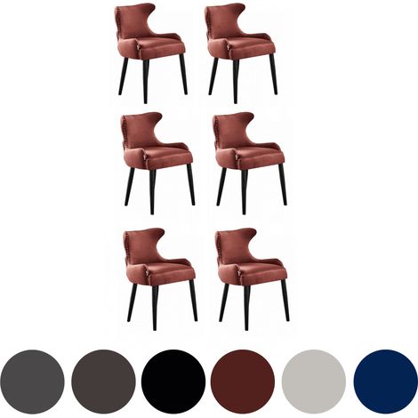 Juego de 6 sillas de comedor de terciopelo Oxford LUX: sillas tapizadas para comedor, cocina: rojo (1/5)