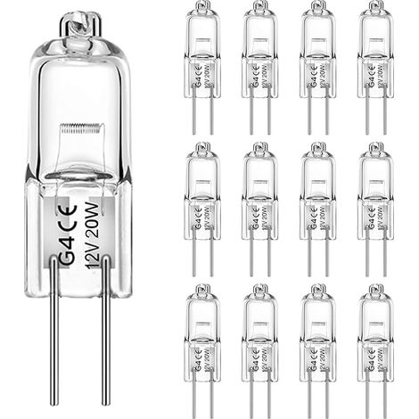 G4-Halogenlampe, 20 Watt, 12 Volt, 12er-Packung. Warmweißes Licht (2700 K), dimmbar, geeignet für Backöfen bis 300 °C. (1/5)
