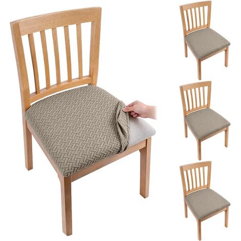 Fundas elásticas para sillas (paquete de 4)，Fundas protectoras，estilo minimalista，Dimensiones: Largo 38，48 cm，48 cm，Ancho 38，Alto 7，10 cm (1/5)