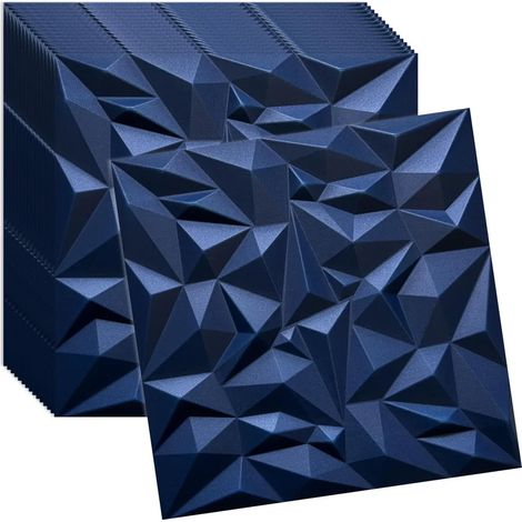 Panneaux muraux et plafond 3D bleu VERDICO 50x50 cm – polystyrène décoratif, lot 20 pièces (5 m²)