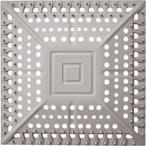 Grille de bonde carrée en silicone - récupérateur de cheveux multifonctionnel pour douche, baignoire et lavabo, 14 cm x 14 cm, flexible et réutilisable, gris (1/5)