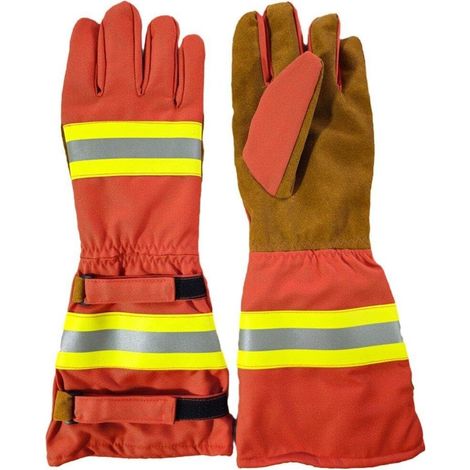 Guanti antincendio, guanti professionali per vigili del fuoco, resistenti al calore e alle fiamme, guanti da lavoro di sicurezza a manica lunga con striscia riflettente