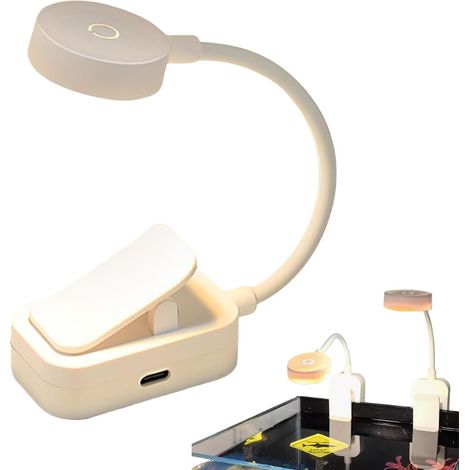 Lampe à pince wxsp Lampe à pince rechargeable - Éclairage d'aquarium à luminosité réglable, support pour plantes aquatiques, accessoires pour aquarium récifal et coraux (1/5)