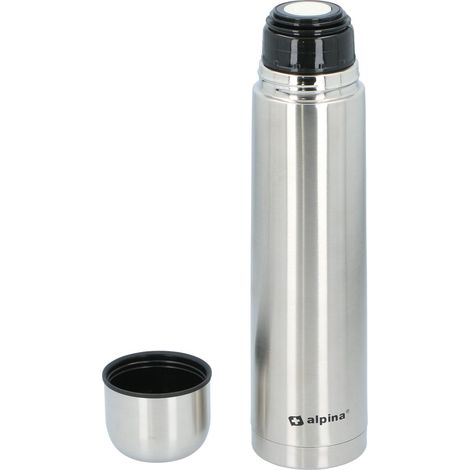 ALPINA Bouteille Thermos - Isotherme, Acier inoxydable, Double paroi, avec Tasse, 1L (1/4)