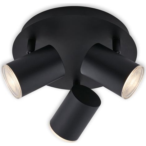 BRILONER - Spot de plafond, applique de salle de bains, lampe de salle de bains, plafonnier orientable, 3x LED/GU10, IP44, noir, 210x112mm (DxH) (1/5)
