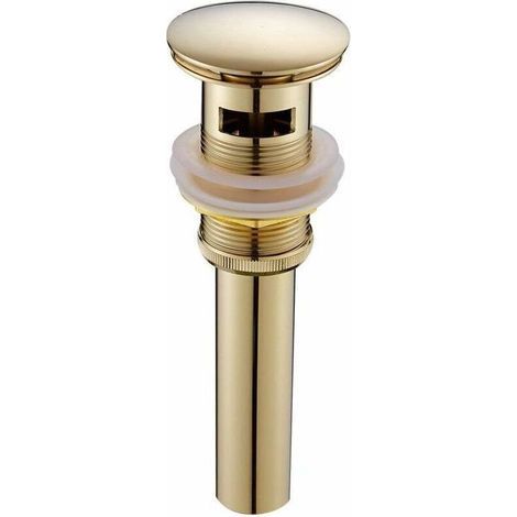 Moderne Pop-up Rétro Bouchon Bonde de Lavabo Vidange Clic-clac avec Trop-Plein en Laiton Doré Universel Valve Draineur d’Evier Vasque Siphon avec Trou de Débordement Poli- avec Trop-Plein (1/5)