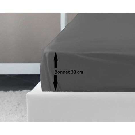 LOVELY HOME Fitted Sheet 100% cotton 180x200x30 cm dark gray (1/2)