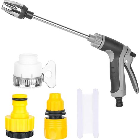 Power Jet Hochdruck-Spritzpistole – Hochdruckdüse für Gartenschlauch – Turboreiniger für Gartenschlauch mit Zubehör – Verstellbar – Metall – Für Gartenbewässerung und Autowäsche