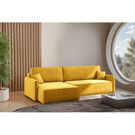 Ecksofa Schlafsofa Sofa LOUIS Stoff Salvador Honiggelb Ottomane Links (1/4)