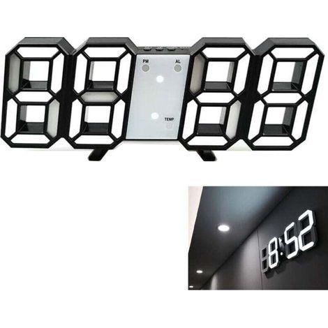 Lot de 1 Horloge Murale/Réveil Numérique LED - Alarme Digitale, Design Moderne pour Table ou Mur - Couleur Noir - Affichage Numérique Clair