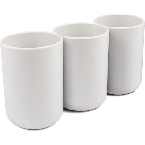 Ensemble de salle de bain 3 pièces, gobelet et porte-brosse à dents de couleur unie (blanc)