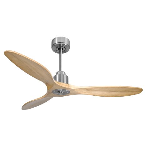 Tenerife Ring - Super destratificateur et ventilateur DC 132 cm  Chrome pales bois clair sans Lumière 25 à 35 m²