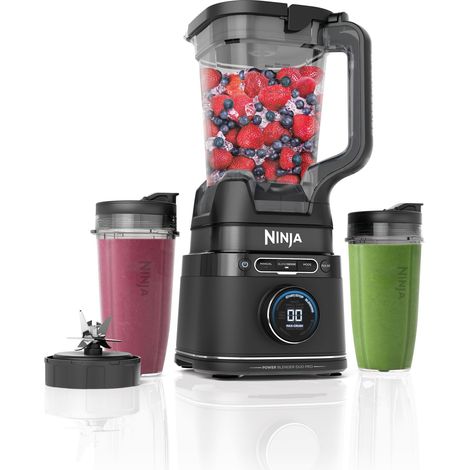 Ninja TB301EU Detect Power Pro Frullatore 2 in 1 con Caraffa 2L e 2 Bicchieri Monoporzione 680ml BlendSense 1200W colore Nero