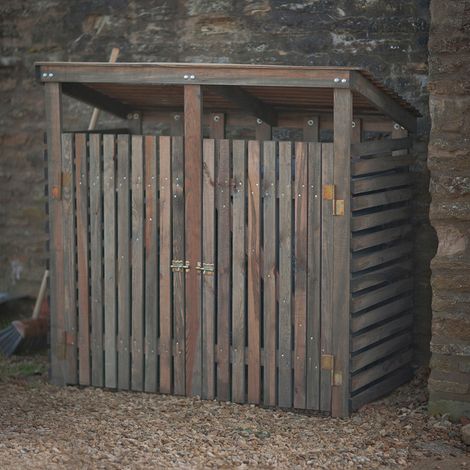 Garden Trading Aldsworth Wheelie Bin Wooden Store Double Natural Spruce (1/2)