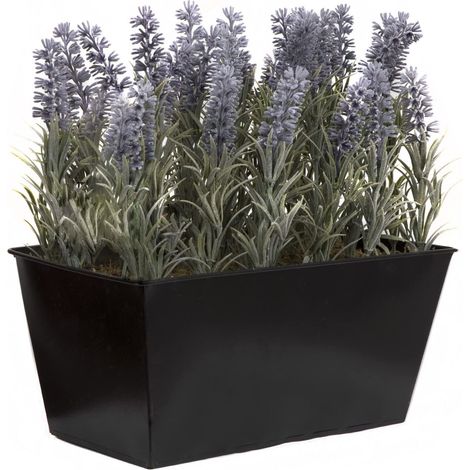 Jardinière en étain avec Lavande Artificielle Noir 30 cm (1/5)