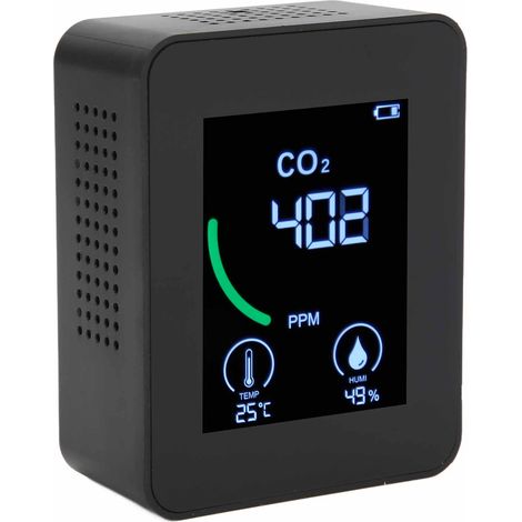 ZN-2CO1TB 3-in-1 Tragbarer CO₂-Detektor, Bluetooth-Luftqualitätsmonitor mit Datenspeicherung, hohe Genauigkeit, Schwarz (1/5)