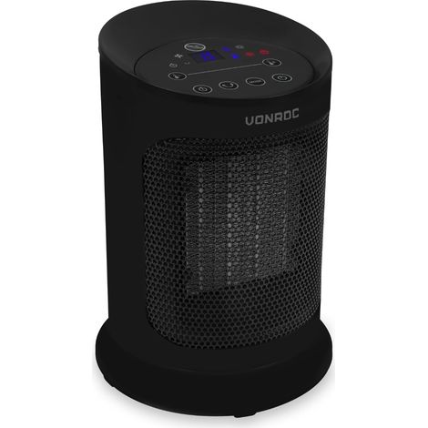 VONROC Elektrische Heizung - Heizlüfter - 1200W/1800W - Keramik - 2 Heizstufen & Kühlgebläse - Thermostat - Timer - LED-Display - Schwenkfunktion - Inkl. Fernbedienung - 20m2