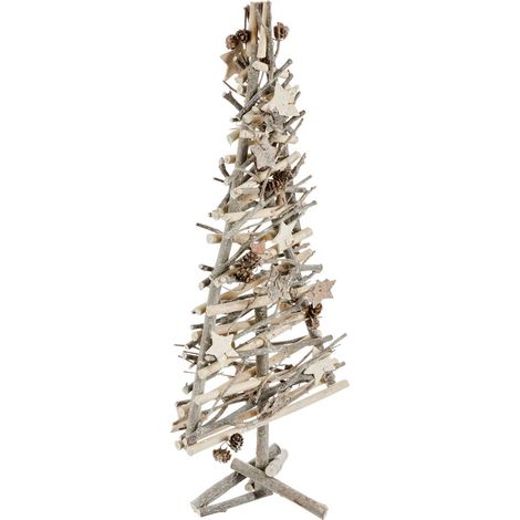 Arbol de Navidad de madera natural altura 57 cm - (1/2)