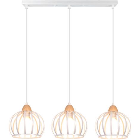 royaluxe- Suspension Luminaire Vintage Intérieur 3 Lumières Lustre Moderne Plafonnier Rond En Métal Fer Pour Ferme Couloir Cuisine Blanc