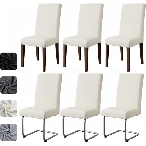 Housse de Chaise Lot de 6 Extensible Housse Chaise Salle à Manger pour Hôtel Banquet Restaurant Decoration,Pavec Bande Élastique pour Un Ajustement Amovible Recouvre Chaises Beige (1/5)