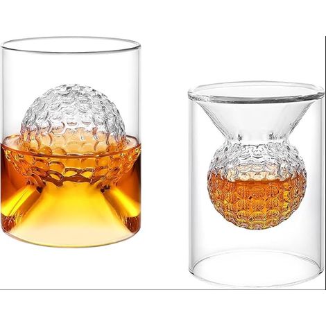 Whisky Glasses 50ml with Built in Golf Ball, Coffee Glass, Red Wine Glass for Cocktail, Both Sides Can Be Used (1/5)