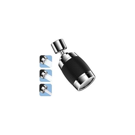 Aérateur de Robinet, 360° Tête Douchette Evier Cuisine 3 Modes Embout Robinet Cuisine Douchette, Robinet Universel Anti-éclaboussures avec Fonction de Filtration et D'économie D'eau Noir (1/4)
