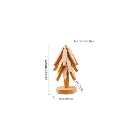 Dessous de plat en bois de hêtre résistant à la chaleur – Pliable en forme d'arbre – 20 cm de diamètre – Nettoyage facile (1/4)