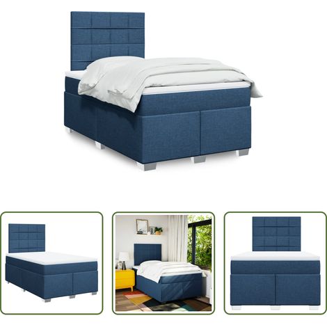 Matratze - Boxspringbett mit Matratze Blau 120x200 cm Stoff (1/5)