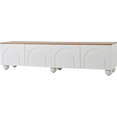 GagaMeuble TV 180 cm blanc aspect bois, 4 portes (1/5)