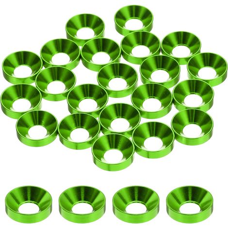 20 Pièces Rondelles à Tête Fraisée, Rondelles de Tasse M6 x 13.8 mm, Rondelle Fraisée, Rondelle Boulon En Aluminium Pour vis à tête, tige filetée, Accessoires Mécaniques, Vert (1/5)