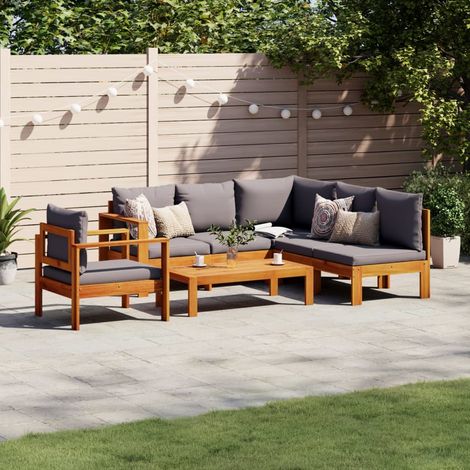 Salon de jardin avec coussins 5 pcs Bois d'acacia solide (1/5)