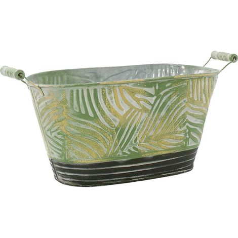Vaschetta ovale in latta foglie, 33X16H16,5 cm (kit da 3) (1/2)