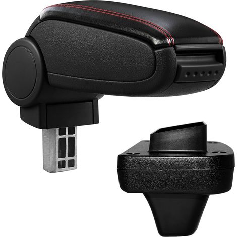 Bracciolo centrale per Opel Astra K con vano portaoggetti - imbottito - similpelle - nero con cuciture rosse 030011357
