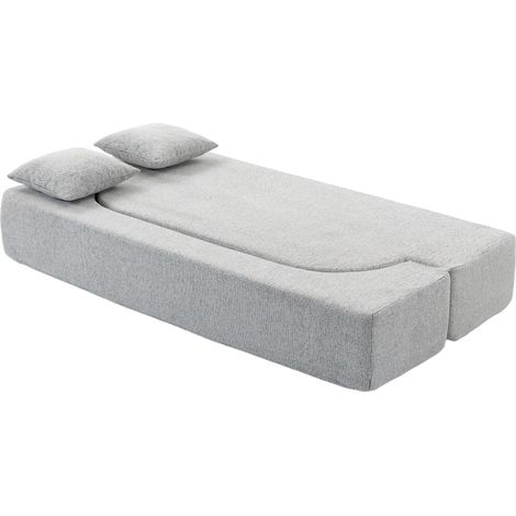 HOMCOM Divano Letto Matrimoniale 2 in 1 in Ciniglia con 2 Cuscini, Grigio Chiaro (1/5)
