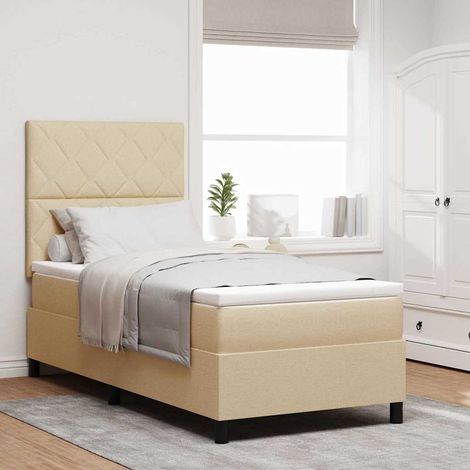 Boxspringbett mit Matratze mit LED Creme 100 x 200 cm Stoff (1/5)