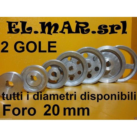Puleggia Foro 20 mm 2 Gole Sez A Alluminio  88 mm