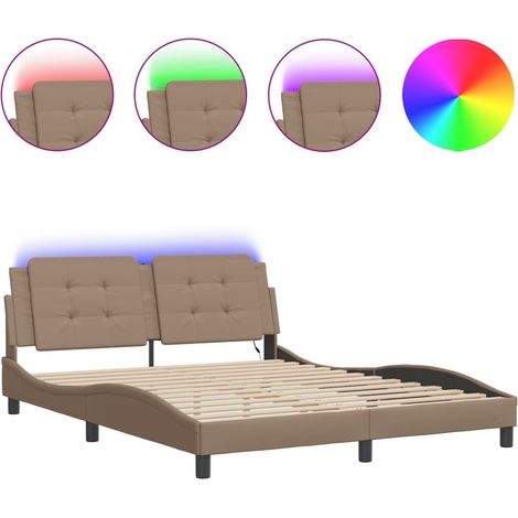 Lit double - lit simple - Cadre de lit avec LED Zadar cappuccino 160x200 cm fr5334 - Maison La Vie (1/5)