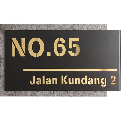Numéro de porte Plaque Numéro de Maison et Nom Chiffres et lettres personnalisables 200 x 330 mm Matériau acrylique police dorée (1/4)