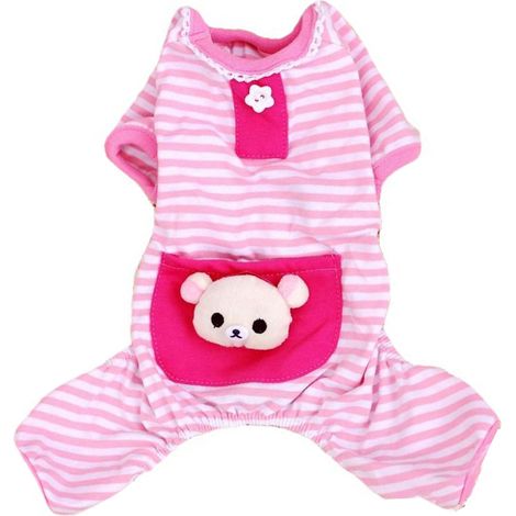 Pyjama à quatre pattes à rayures mignonnes avec poche pour animal de compagnie
