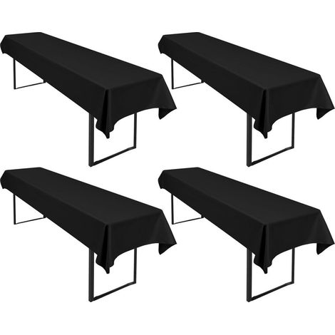 4x Biertisch Tischdecke 250x100cm Schwarz Wasserfest Polyester Abwaschbar