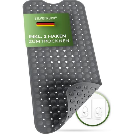 Rutschfeste Badematte – 1 Stück – TPE – Kindersicher – Für Dusche und Badewanne – Dunkelgrau, 40 cm (1/5)