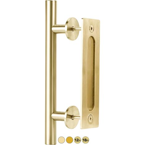 Poignée de porte coulissante en laiton brossé doré 30,5 cm (1/5)
