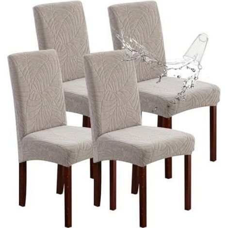 Housse De Chaise - Impermeable Extensible - Pour Chaise Parsons Salle A Manger Cuisine - Lot De 4 (1/4)