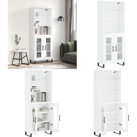 Highboard Weiß 69,5x34x180 cm Holzwerkstoff - Sideboard - Hochschrank - Wohnraumgestaltung - Aufbewahrungslösung - Weißer Schrank - Home & Living (1/5)